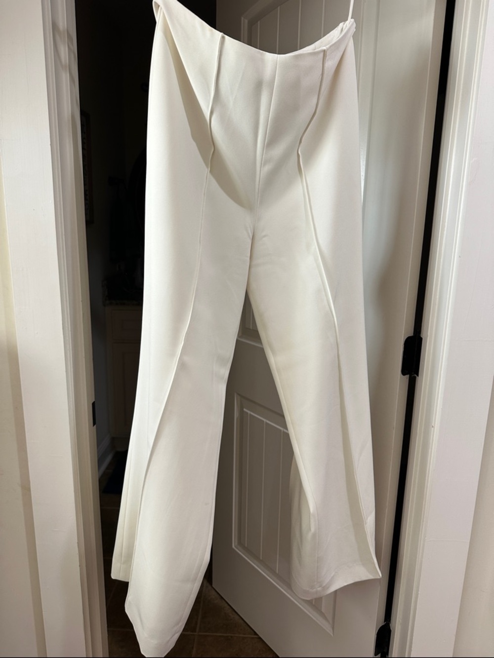 Alex Marie Women's White High-Waist Flared Dress Pants